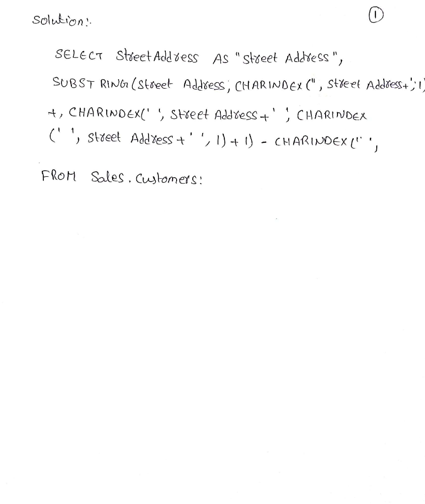 Solved Exercise 411 Display Fist Word Street Number Supplier S Street Address Example Pioe Apple Q