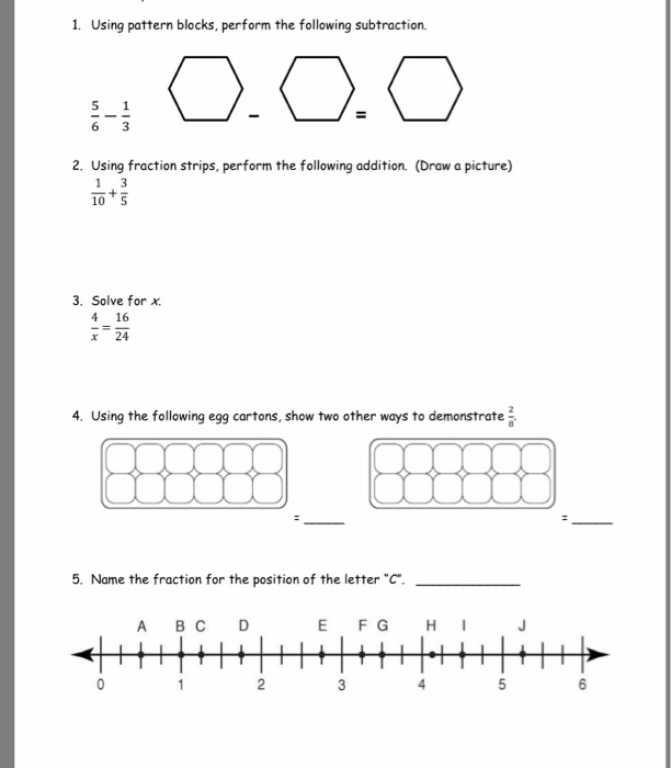 Solved Using Pattern Blocks Perform The Following Subtra