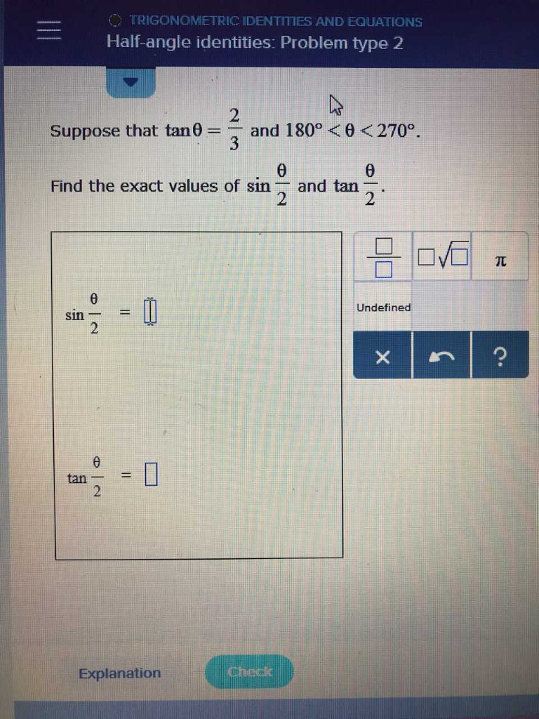 Solved Trigonometric Identities And Equations Half Angle Chegg Com