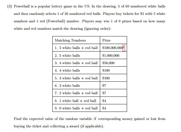 Solved (3) is a popular lottery game in the US. Chegg.com