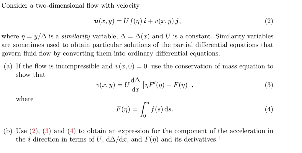 Consider A Two Dimensional Flow With Velocity U X Chegg Com