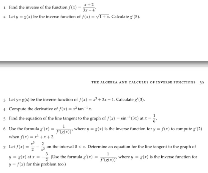 Find The Inverse Of The Function F X X 2 3x 4 Chegg Com