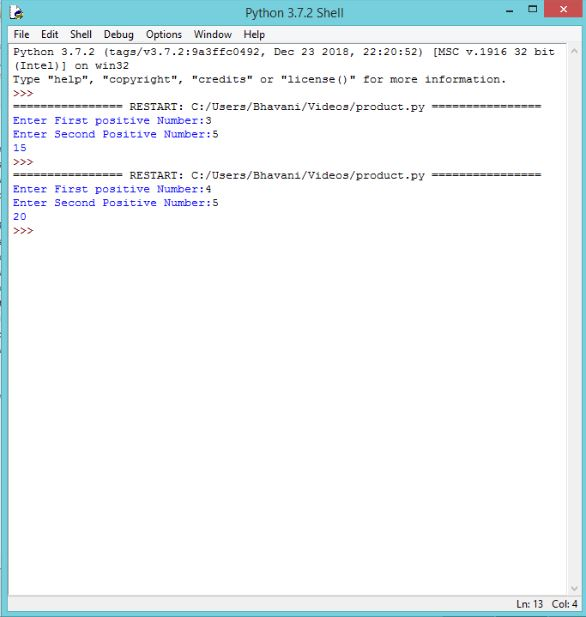 Python 3.7.2 Shell File Edit Shell Debug Options Window Help Python 3.7.2 (tags/v3.7.2:9a3ffco492, Dec 23 2018, 22:20:52) [MS