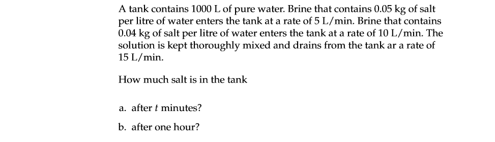 A Tank Contains 1000 L Of Pure Water 45+ Pages Explanation [810kb] - Latest Update 