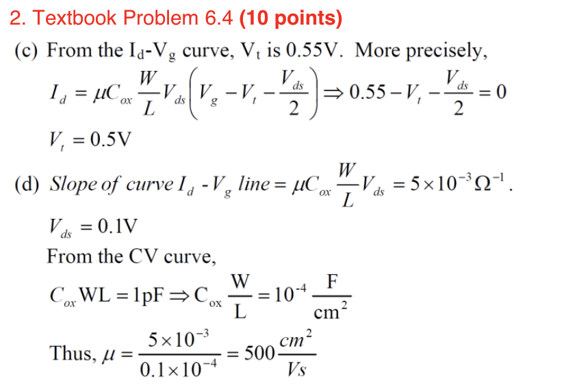 Solved 6 4 Cv And Id Vg Characteristics Of A Hypothetic Chegg Com