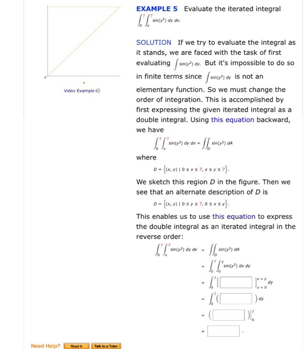 Example 5 Evaluate The Iterated Integral Sin Y Dy Chegg 