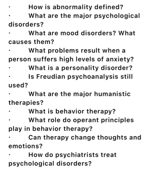 Solved How Is Abnormality Defined? What Are The Major Psy