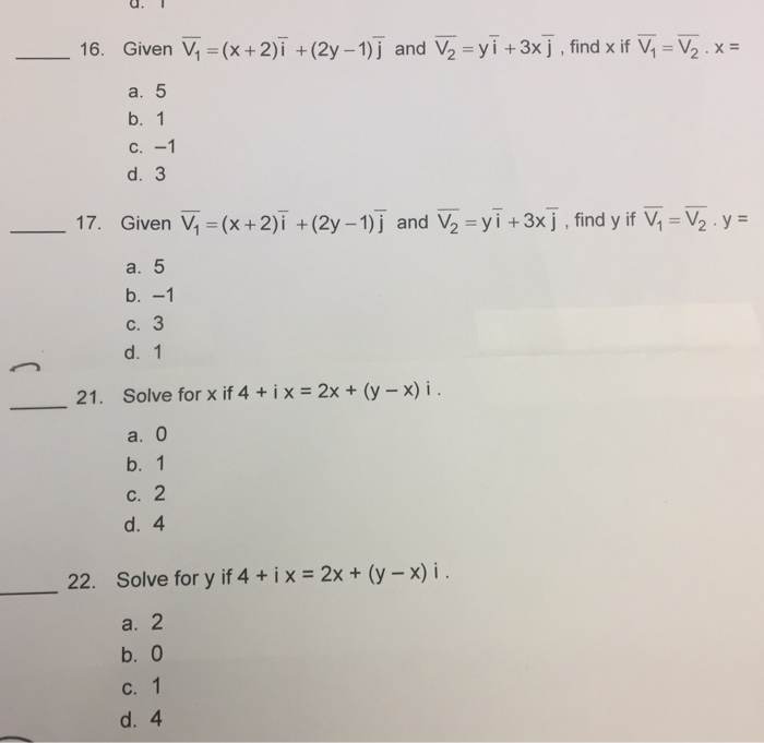 Solved D 16 Given V X 2 1 2y 1 And V2 Yi 3xj Find Chegg Com