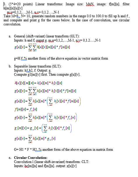 Solved C Circular Convolution Convolution 1 Linear Shift Invariant Transform Clt Inputs M N Ff Q