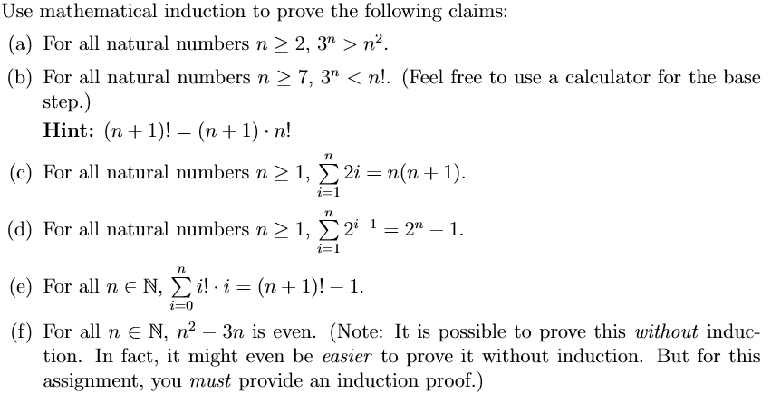 Solved Use mathematical induction to prove the following