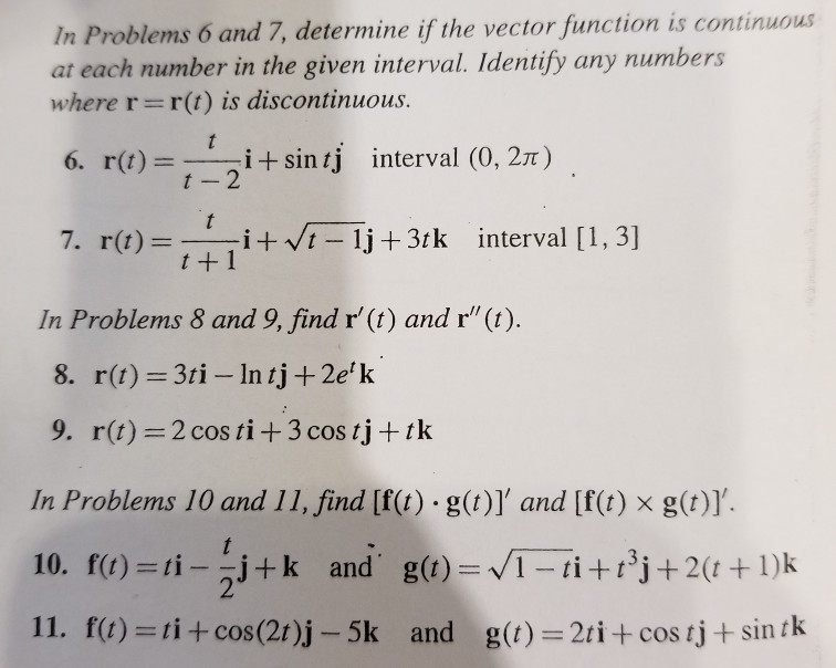 Solved In Problems 6 And 7 Determine If The Vector Funct Chegg Com