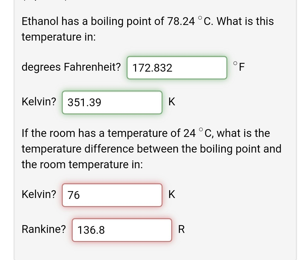 Solved Ethanol Has A Boiling Point Of 78 24 C What Is T