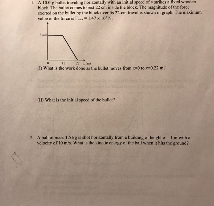 1 A 10 0 G Bullet Traveling Horizontally With An Chegg Com