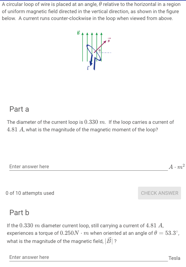 Solved A Circular Loop Of Wire Is Placed At An Angle 8 R Chegg Com