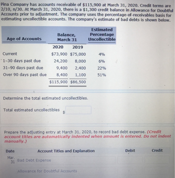 Calculate expense of bad debts & estimated uncollectibles.pdf - Estimates of bad debts Estimated uncollectible \u2022 In every company some customer | Course Hero