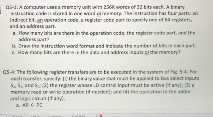 Solved [14 points] A) A computer uses a memory of 256 words