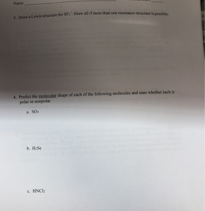 Solved Name 3 Draw A Lewis Structure For Sfst Draw All Chegg Com