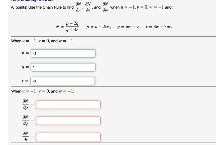 Solved On On N Au Av Dw N Q 4r When U 1 V 0 And W Chegg Com