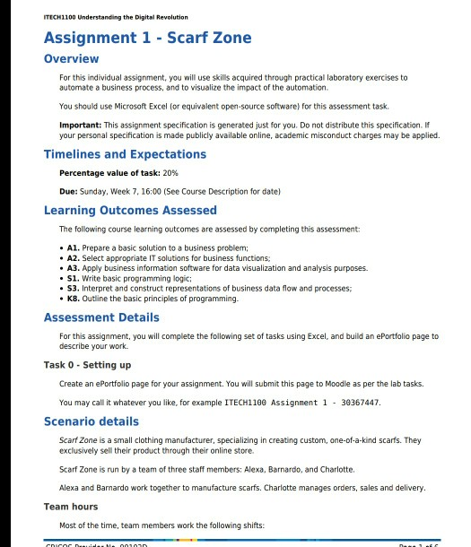 ITECH1100 understanding the digital revolution assignment 1 - scarf zone overview for this individual assignment, you will us