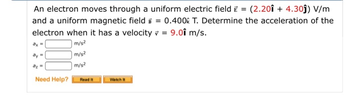 Solved An Electron Moves Through A Uniform Electric Field Chegg Com