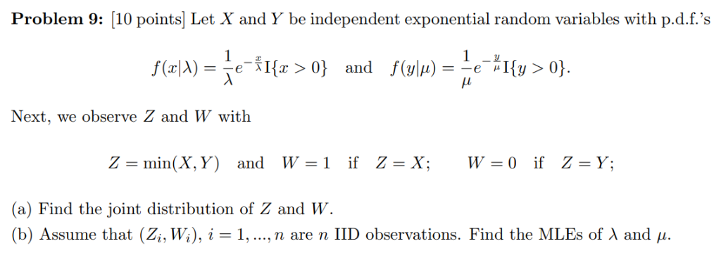 Solved Problem 9 10 Points Let X And Y Be Independent Chegg Com