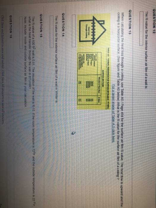 Question 12 The R Value For The Interior Surface A