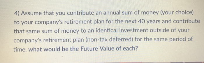 Solved 4 Assume That You Contribute An Annual Sum Of Mon - 4 assume that you contribute an annual sum of money your choice to