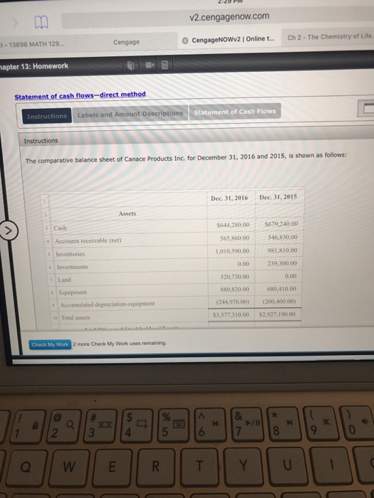 cengage accounting chapter 2 homework answers