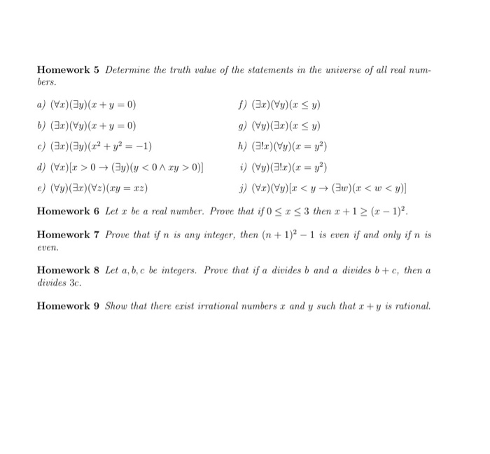 Solved Homework 5 Determine The Truth Value Of The Statem Chegg Com