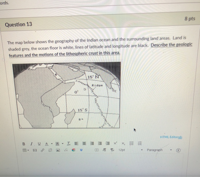 Solved Ords 8 Pts Question 13 The Map Below Shows The Ge