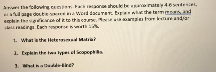 Solved Answer The Following Questions Each Response Should Chegg Com