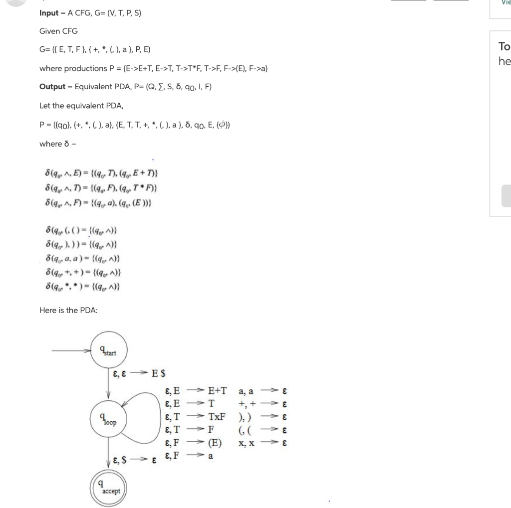 Solved 1 Build Pda Accepts Language Yan M N 0 M Even 2 Translate Following Cfg Pda F E 1123 3 Bui Q