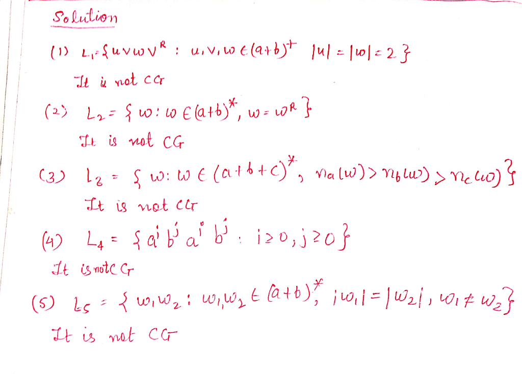 Solved 5 15 Points Following Languages L Cg Give Otherwise Simply Cfg State Cf Proof Required U V Q