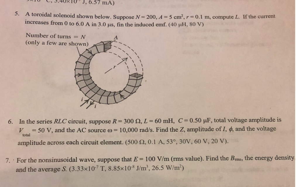 Solved Uc 3 403 10 J 6 57 Ma 5 A Toroidal Solenoid Sho Chegg Com