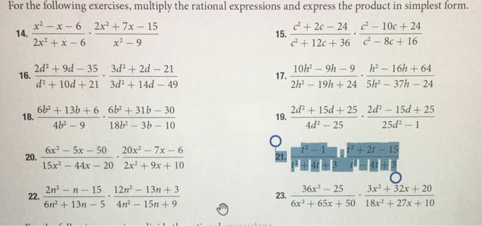 Solved For the following exercises, multiply the rational  Chegg.com