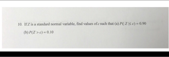 Solved 10 If Z Is A Standard Normal Variable Find Value Chegg Com