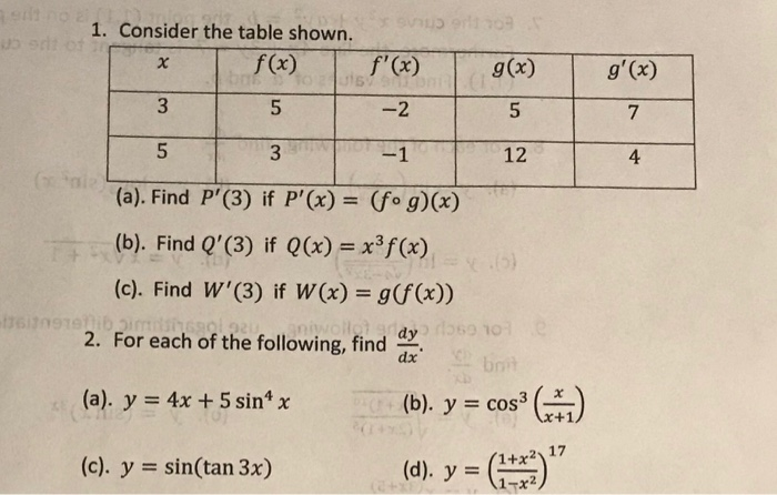 Solved 1 Consider The Table Shown 3 5 7 5 A Find P Chegg Com