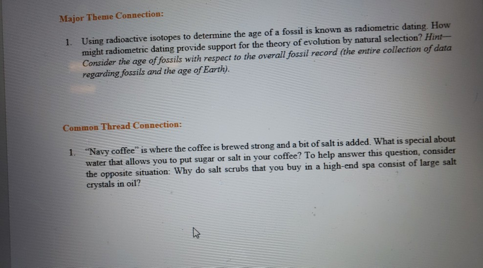 Solved Major Theme Connection Using Radioactive Isotopes Chegg Com