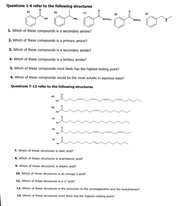 Which of these structures is stearic acid?