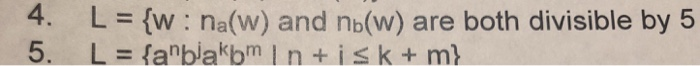 4. L w : na(W) and nb(w) are both divisible by 5