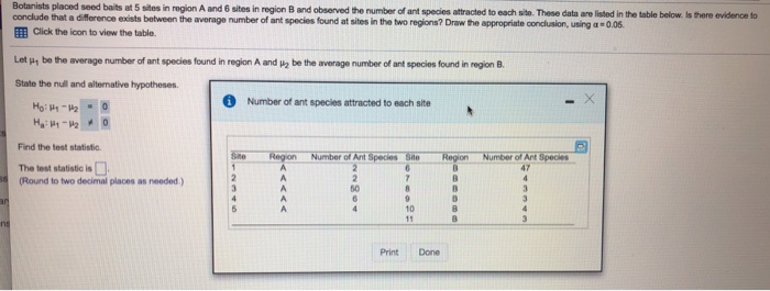 Solved Botanists Placed Seed Baits At 5 Sites In Region A Chegg Com