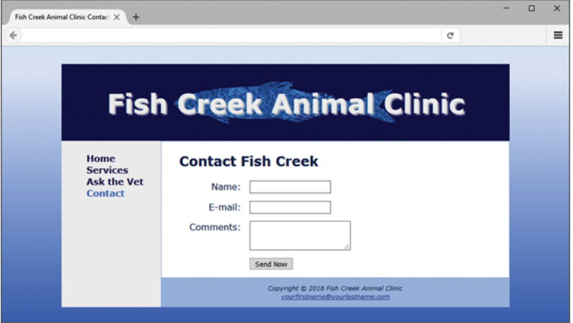 Fish Creek Animal Clruc Contac + × Fish Creek Animal Clinic Home Services Ask the Vet Contact Contact Fish Creek Name: E-mail
