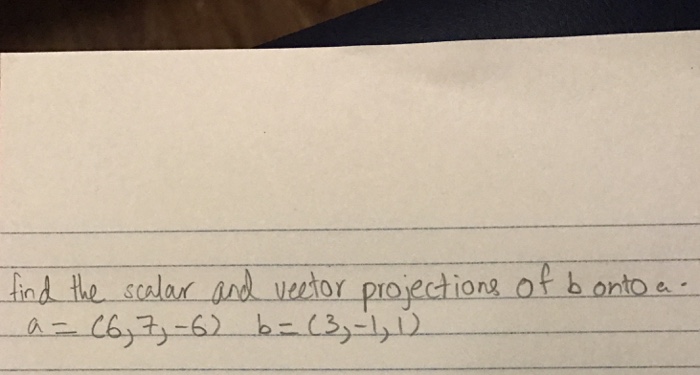 Solved: Find The Scalar And Vector Projections Of B Onto A ...