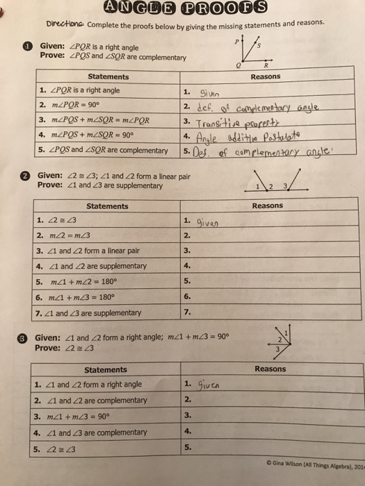 Solved: Name: Unit 2: Logic & Proof Homework 8: Angle Proo ...