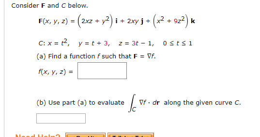 Solved Consider F And C Below F X Y Z 2xz 1 2xy J Chegg Com