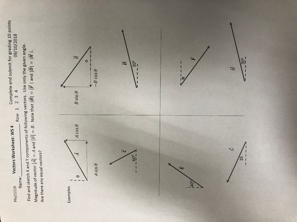 Solved Phy21K Vectors Worksheet: WS 21 Complete and submit Intended For Vectors Worksheet With Answers