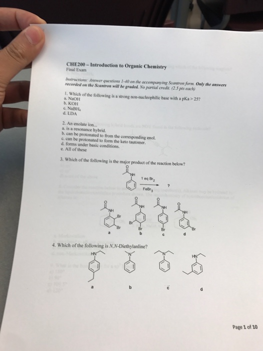 CHE200- Introduction To Organic Chemistry Final Ex... | Chegg.com