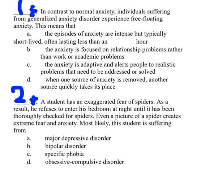Solved In Contrast To Normal Anxiety Individuals Suffering Cheggcom