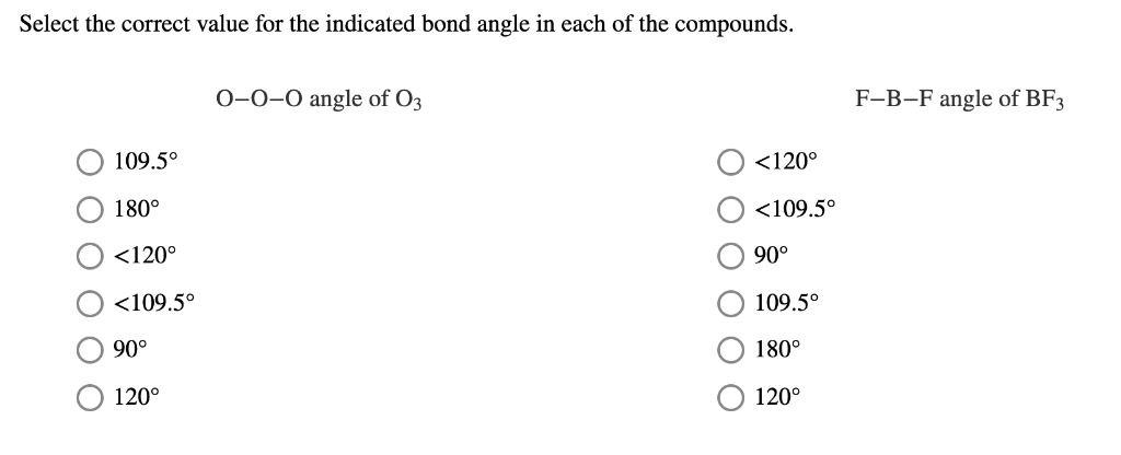 Solved Select The Correct Value For The Indicated Bond An
