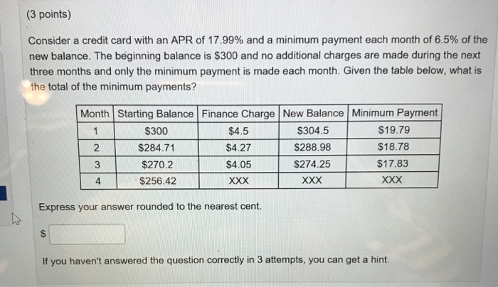 3 Points Consider A Credit Card With An Apr Of Chegg Com